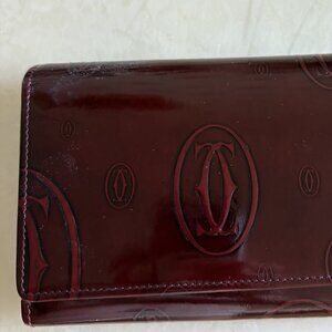 Cartier Folding Happy Birthday Patent Leather Bordeaux Wallet